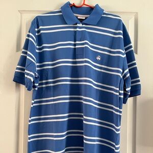 Brook’s Brothers Blue and White Striped Polo Shirt